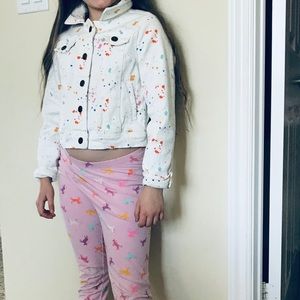 Cat and jack white  paint splatters jacket cropped